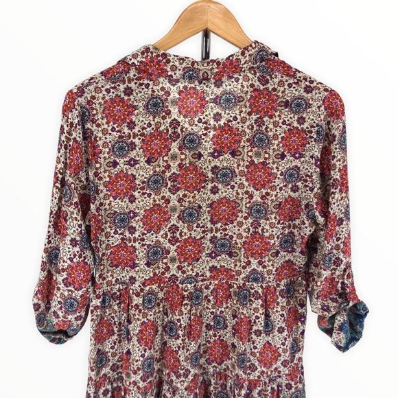 Lulu’s Once and Floral Mixed Print Shirt Dress Roll Tab Sleeves Small - Picture 10 of 16